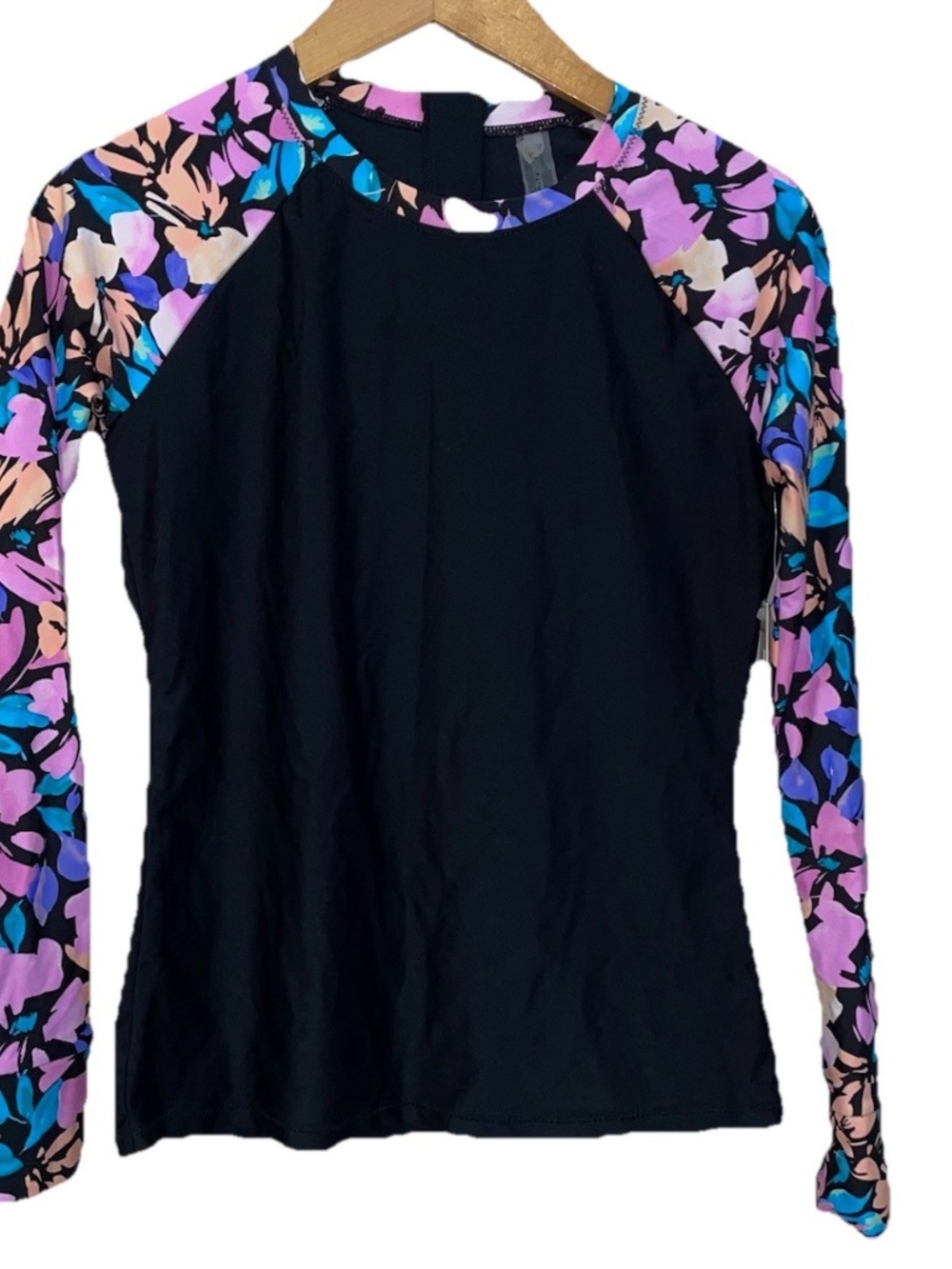 Women's Rashguard RAISINS Medium Black Tropical  NWT